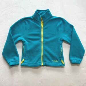 Cabelas Fleece Jacket Kids XS (4) Teal Full Zip Vintage Outdoor Layer